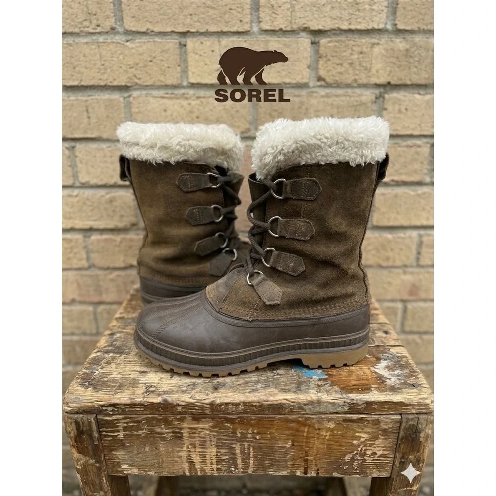 🔥Vintage‎ SOREL🤑Brown Suede Winter Pac Boots Made in USA Size 9 Steel Shank